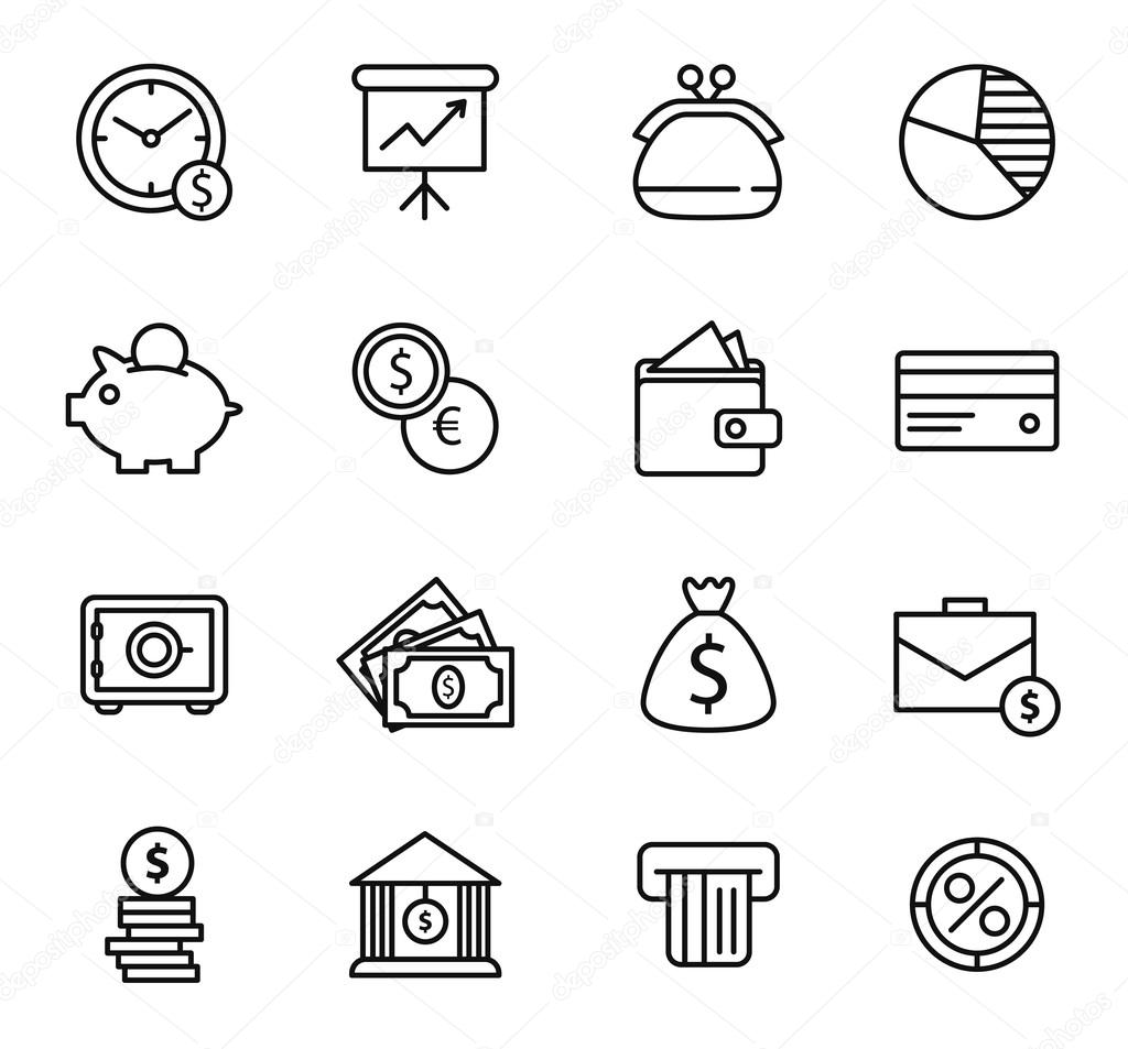 Finance and bank Icon Set.