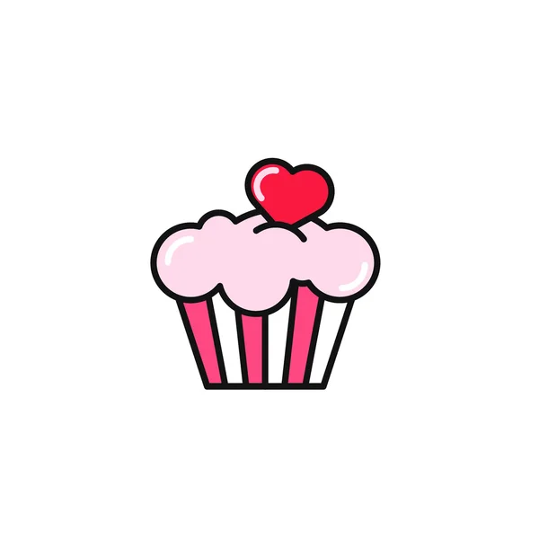 Cupcake with heart — Stock Vector