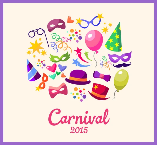 Feestelijke banner met carnaval pictogrammen — Stockvector