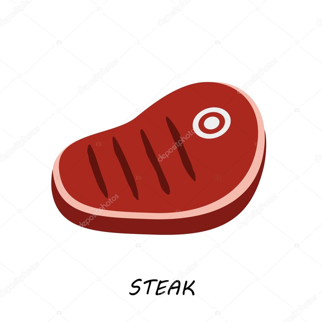 Steak, chop meat, a piece of meat cuts. Vector flat design