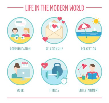 Yaşam tarzı öğeleri infographics için