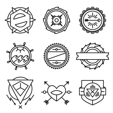 en az tek renkli geometrik vintage etiket