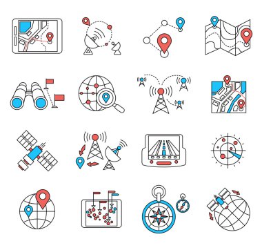 Gezinti ve geolocation ince düz çizgiler
