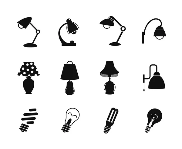 Stolní lampa a lehké ikona — Stockový vektor