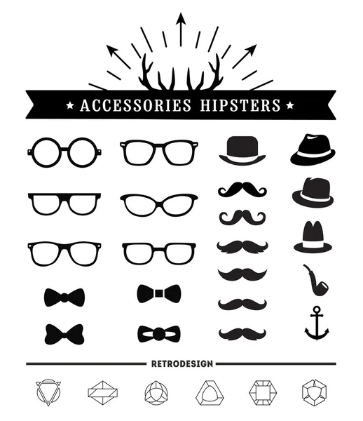 Hipster styl i akcesoria zestaw ikon — Wektor stockowy