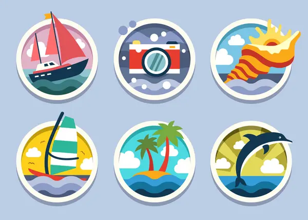 Tourism, travel, marine leisure. — Stock Vector