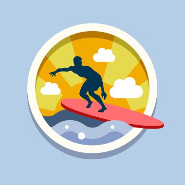 Surfing, Travel, flat style