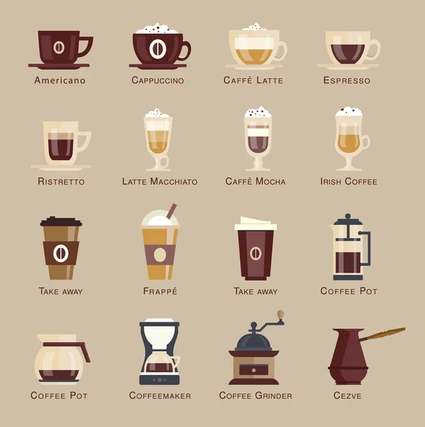 Menú conjunto icono café . — Vector de stock