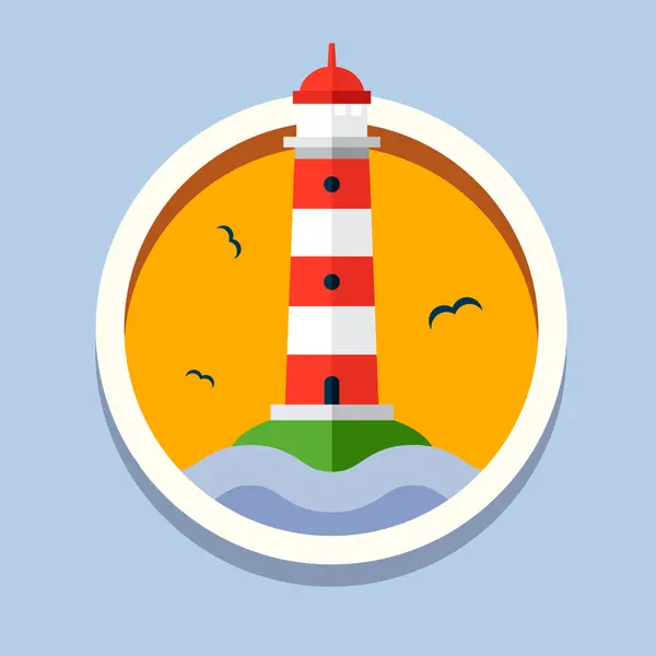 Lighthouse, Travel, flat style — Archivo Imágenes Vectoriales