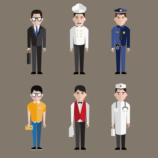 Different people professions characters set on gray background — Stock Vector