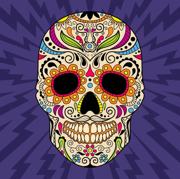 Farbe mexikanischer Schädel — Stockvektor