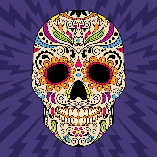 Color calavera mexicana — Vector de stock