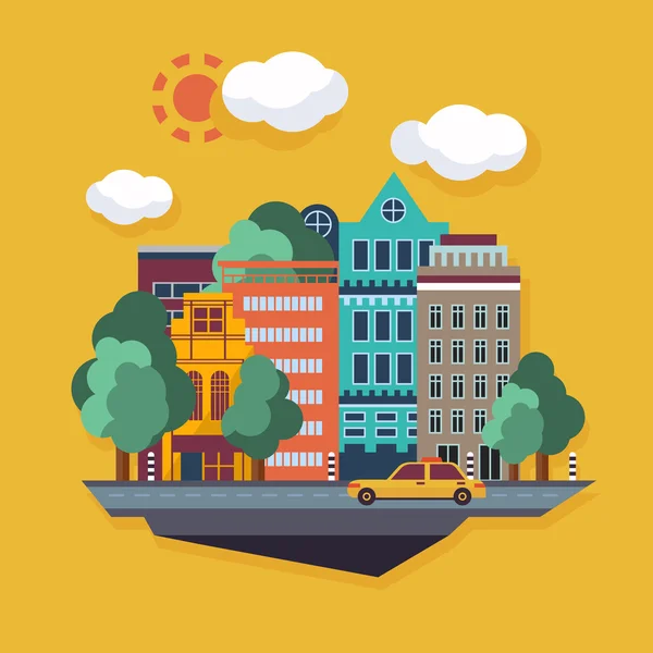 Ciudad, Paisaje urbano — Vector de stock