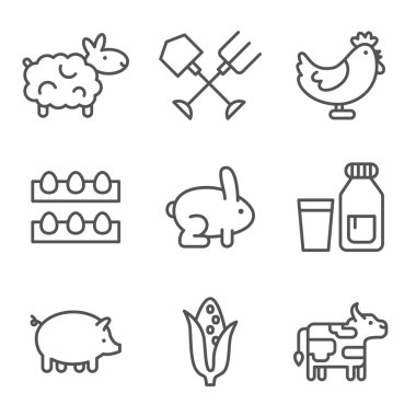 Hayvanlar düz çizgi stili