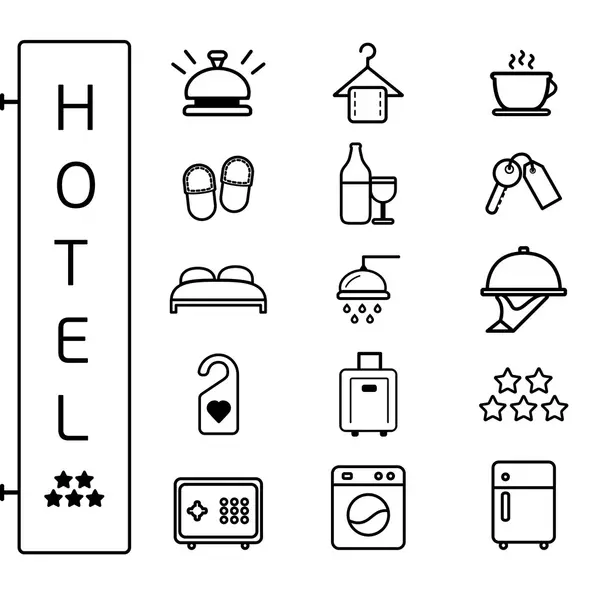 Hotel icons flat linear — Vector de stoc