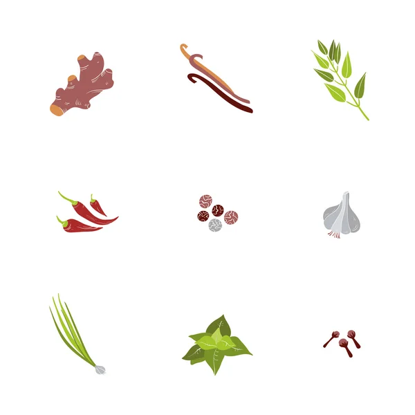 Iconos de plantas y verduras en blanco — Vector de stock