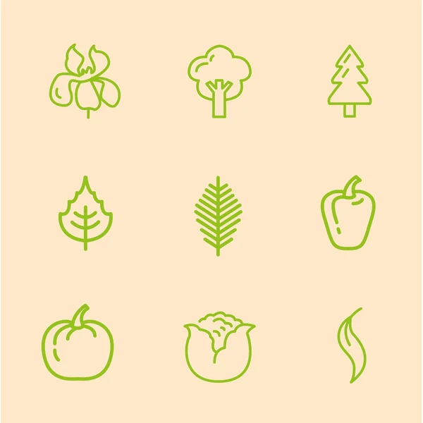 Iconos de planta estilo lineal — Vector de stock