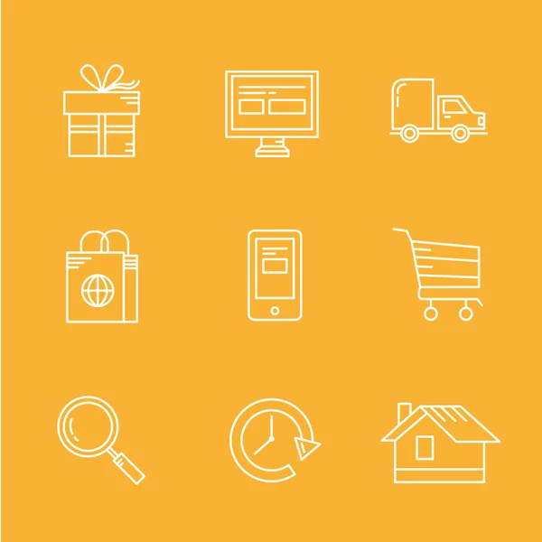 Iconos de compras estilo lineal — Archivo Imágenes Vectoriales