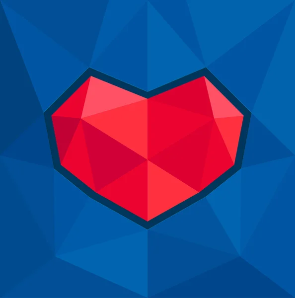 Κόκκινη καρδιά γεωμετρικά του μπλε — Διανυσματικό Αρχείο