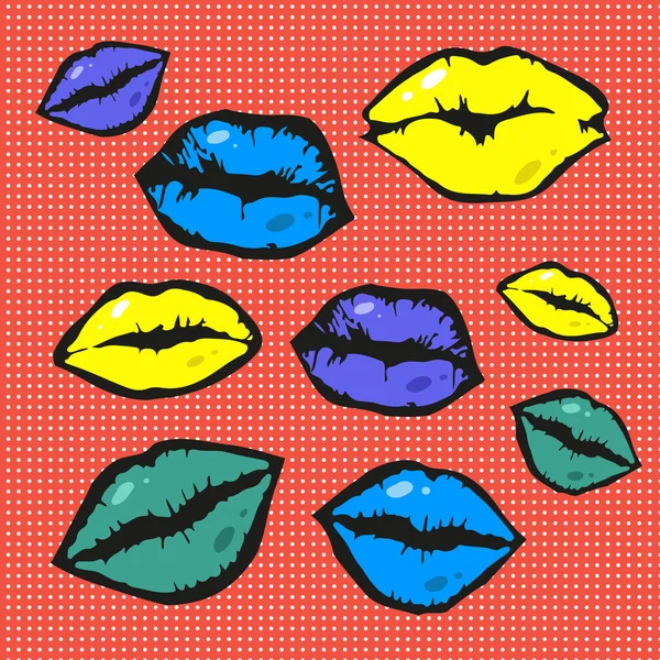 Marcas de batom coloridas das mulheres — Vetor de Stock