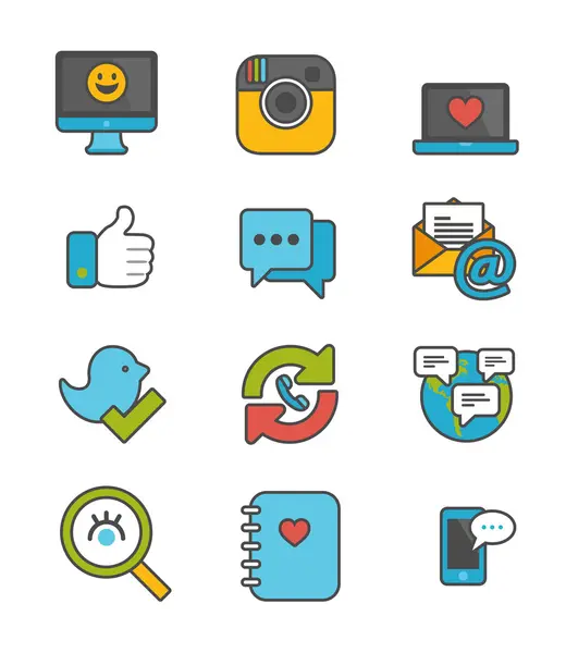 Communication icons in flat style — Stock Vector