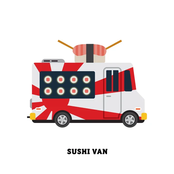 Entrega rápida de sushi al cliente — Vector de stock