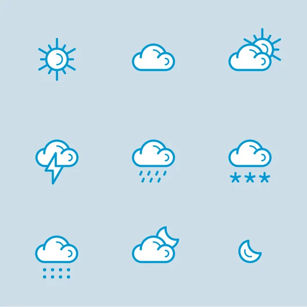 Väder ikoner på blå — Stock vektor