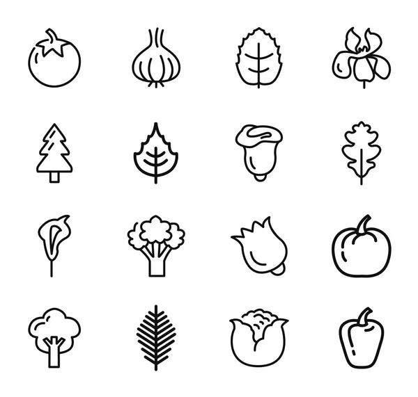 Légumes et fruits icônes — Image vectorielle