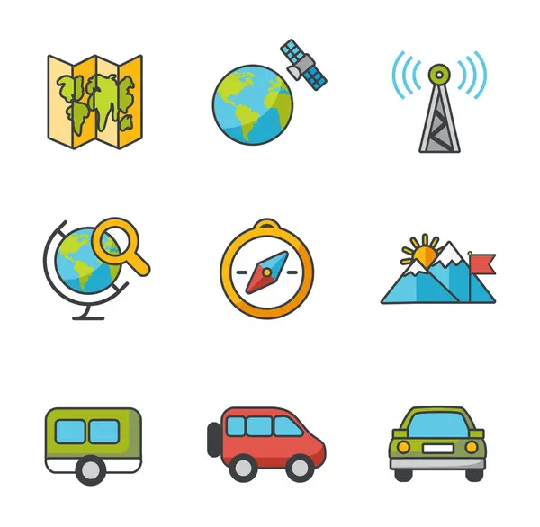 Iconos de concepto de viaje — Vector de stock