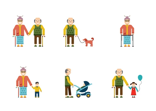 Older People In Different Situations — Stock Vector