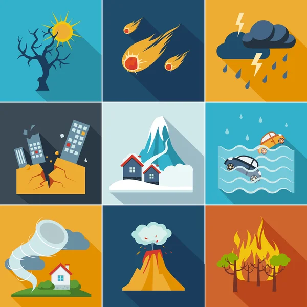 Natural Disaster Icons — Stock Vector