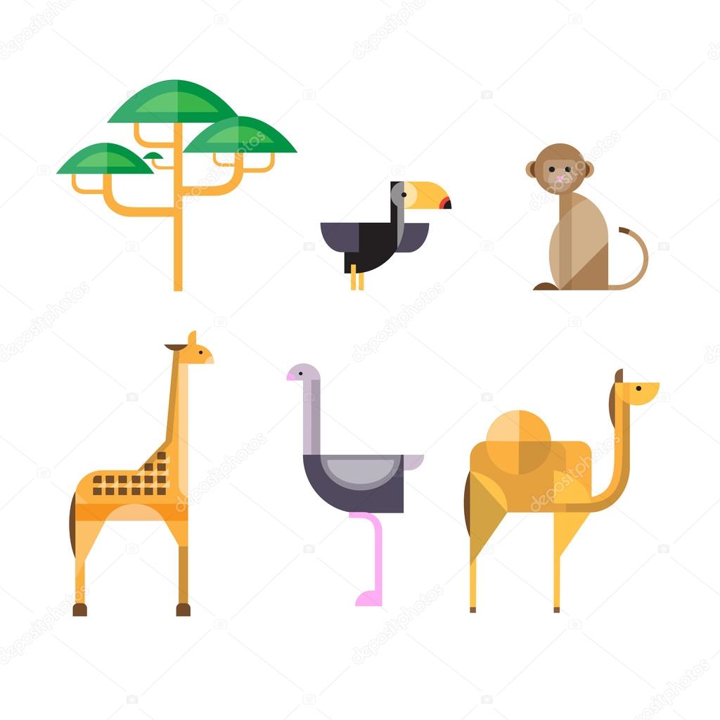 Flat African Animals