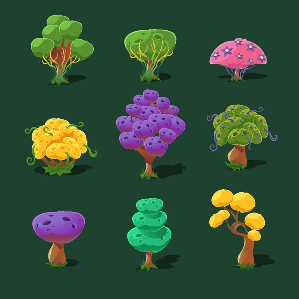 Icônes arbres ensemble — Image vectorielle