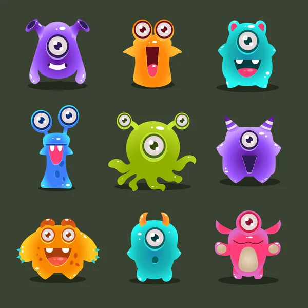 Monsters lovely icons — Stock Vector