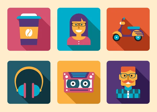 Hipster icon accessories — Stock Vector