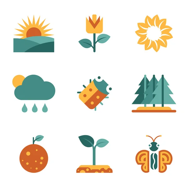 Nature icons on white — Stock Vector