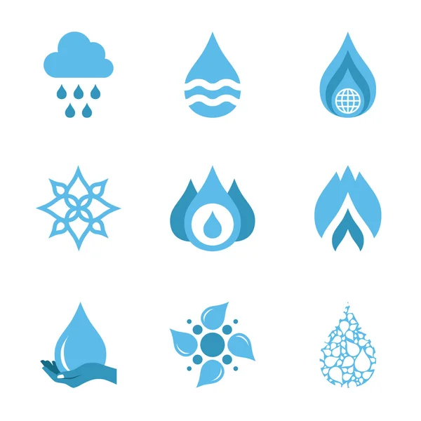Modrá voda ikony — Stockový vektor