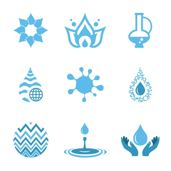 Blue water icons — Stock Vector
