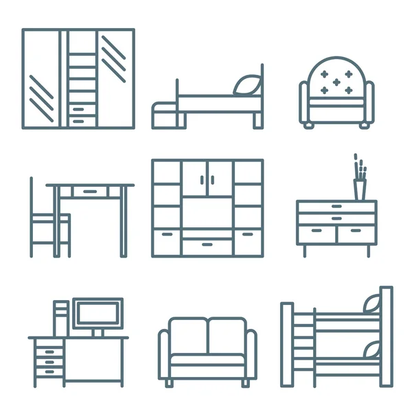 Iconos de muebles para el hogar — Vector de stock