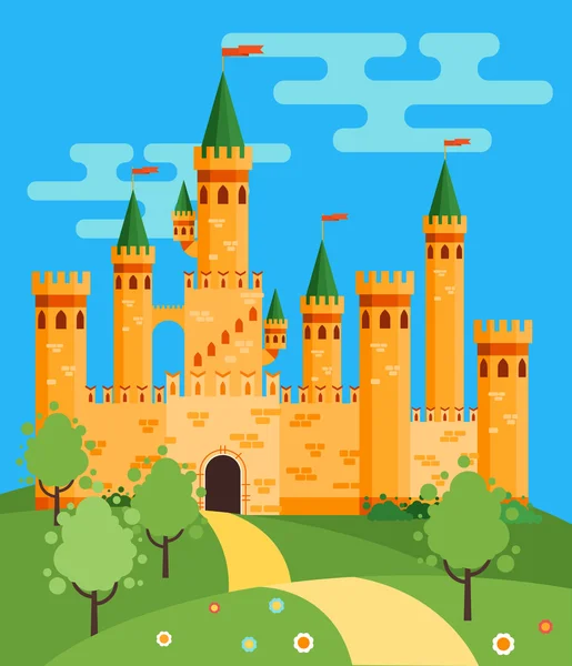 Hermoso castillo cuento de hadas . — Vector de stock