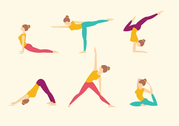 Schizzi con asana yoga — Vettoriale Stock