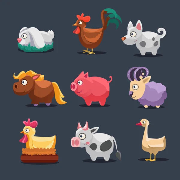 Animales de granja para juegos — Vector de stock