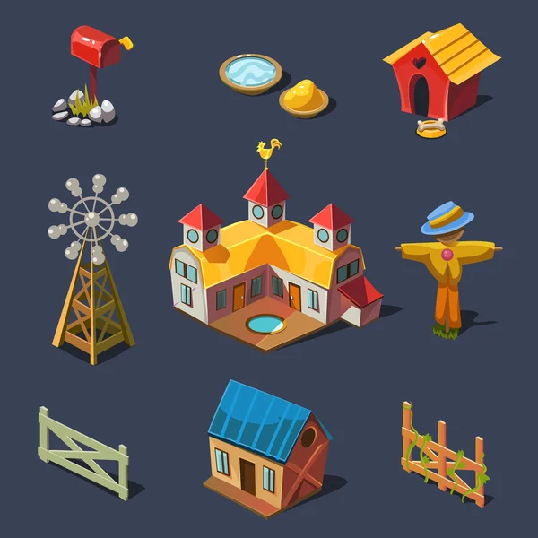 Granja grande conjunto — Vector de stock