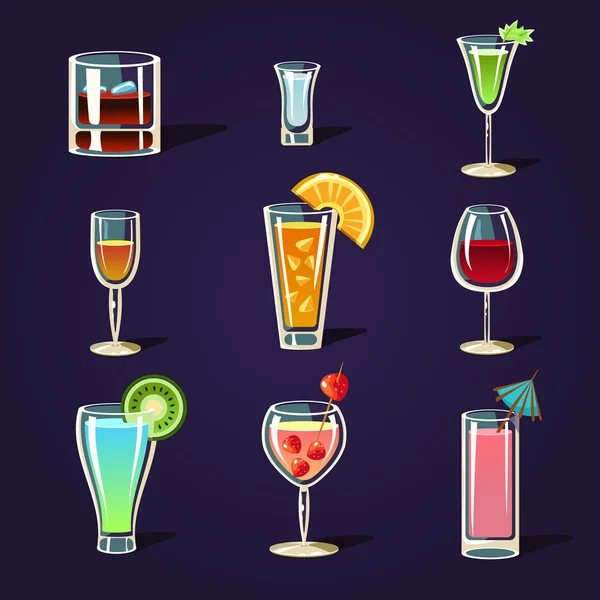 Alcool Coctails et autres boissons — Image vectorielle