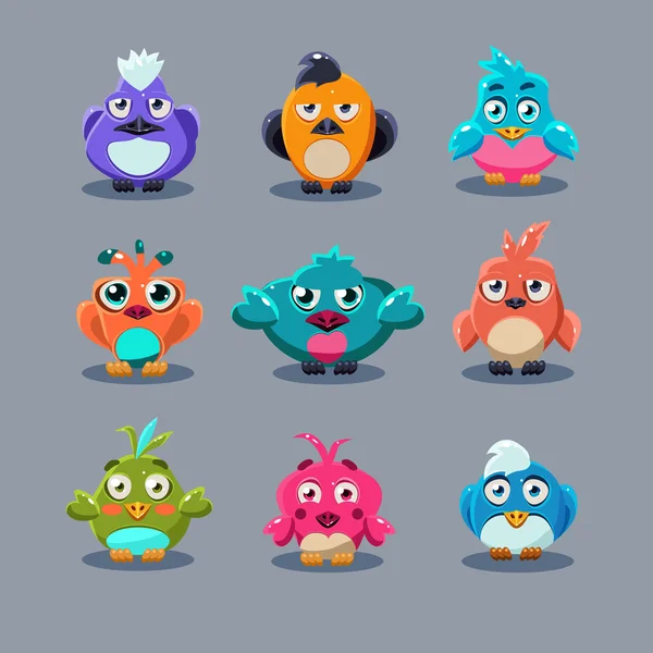 Color pájaros divertidos — Vector de stock