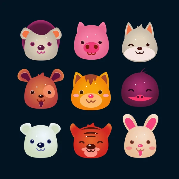 Lustiges Animal Icon Set — Stockvektor