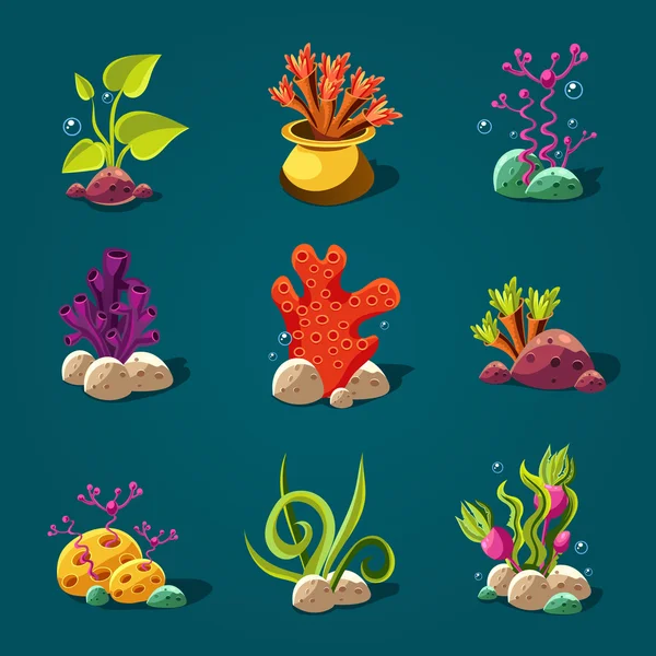 Conjunto de plantas marinhas — Vetor de Stock