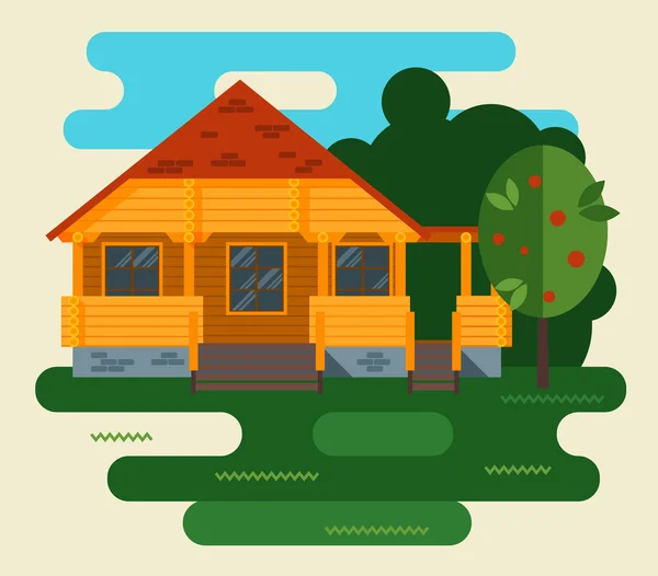 Flat house on the nature — Stock Illustration Flat house on the nature Stock Vector