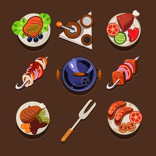 Conjunto de ícones pratos — Vetor de Stock