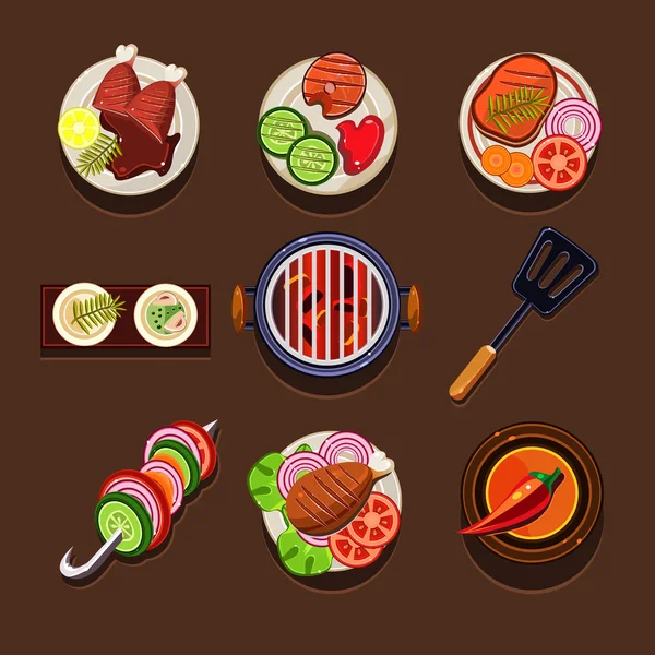 Yemekleri Icon set — Stok Vektör